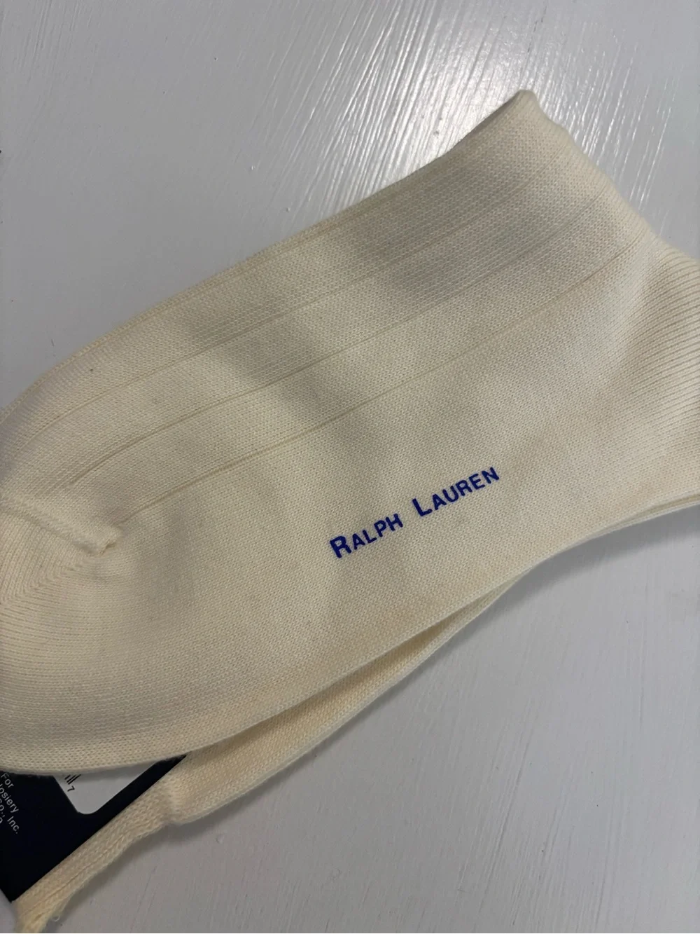 VTG new Ralph Lauren Men's Cream Polo Pony Ribbed Dress Socks size 9-11